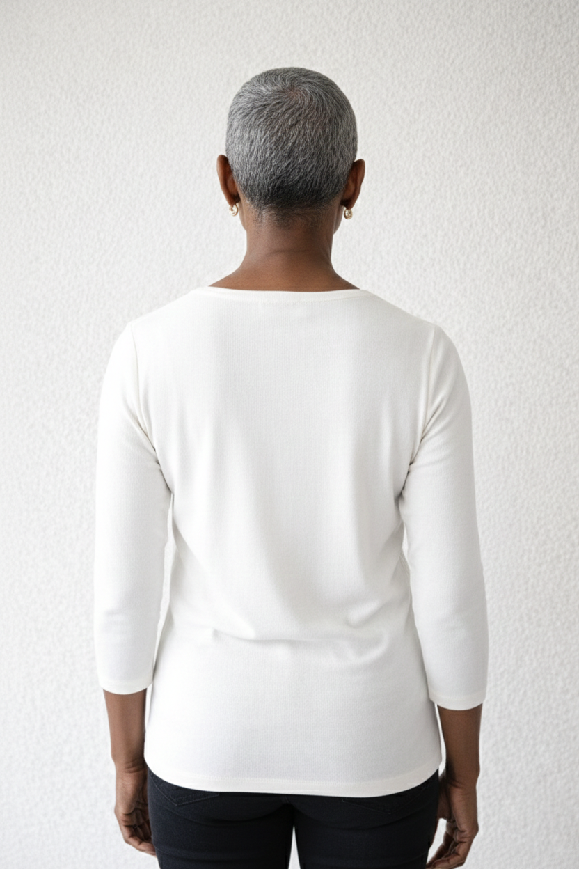 Karen Relaxed Fit 3/4 Sleeve V-Neck Top-Basics