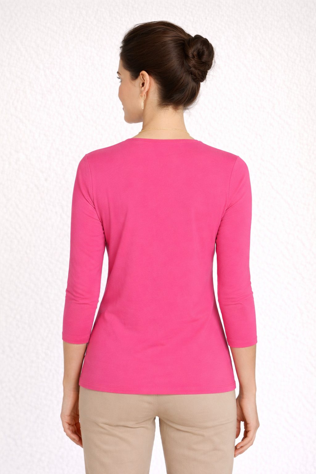 Karen Relaxed Fit 3/4 Sleeve V-Neck Top-Basics