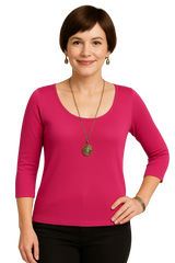 Pamela Scoop Neck 3/4 Sleeve Top NEW STYLE