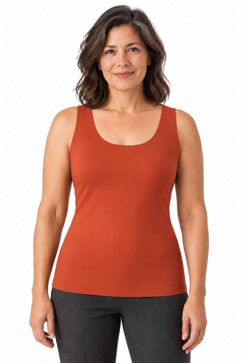 Stephanie Scoop Neck Tank Top in Terra Cotta