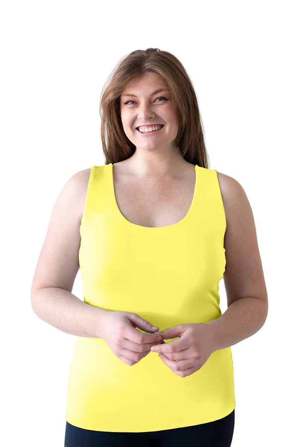 Chartreuse Scoop Neck Sleeveless Tank Top Front View - Travel Clothing | JudyP Apparel