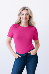 Cathy Jewel Neck Short Sleeve Top Core Fashion Colors