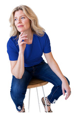 Cathy Short Sleeve Jewel Neck Top in Mazarine