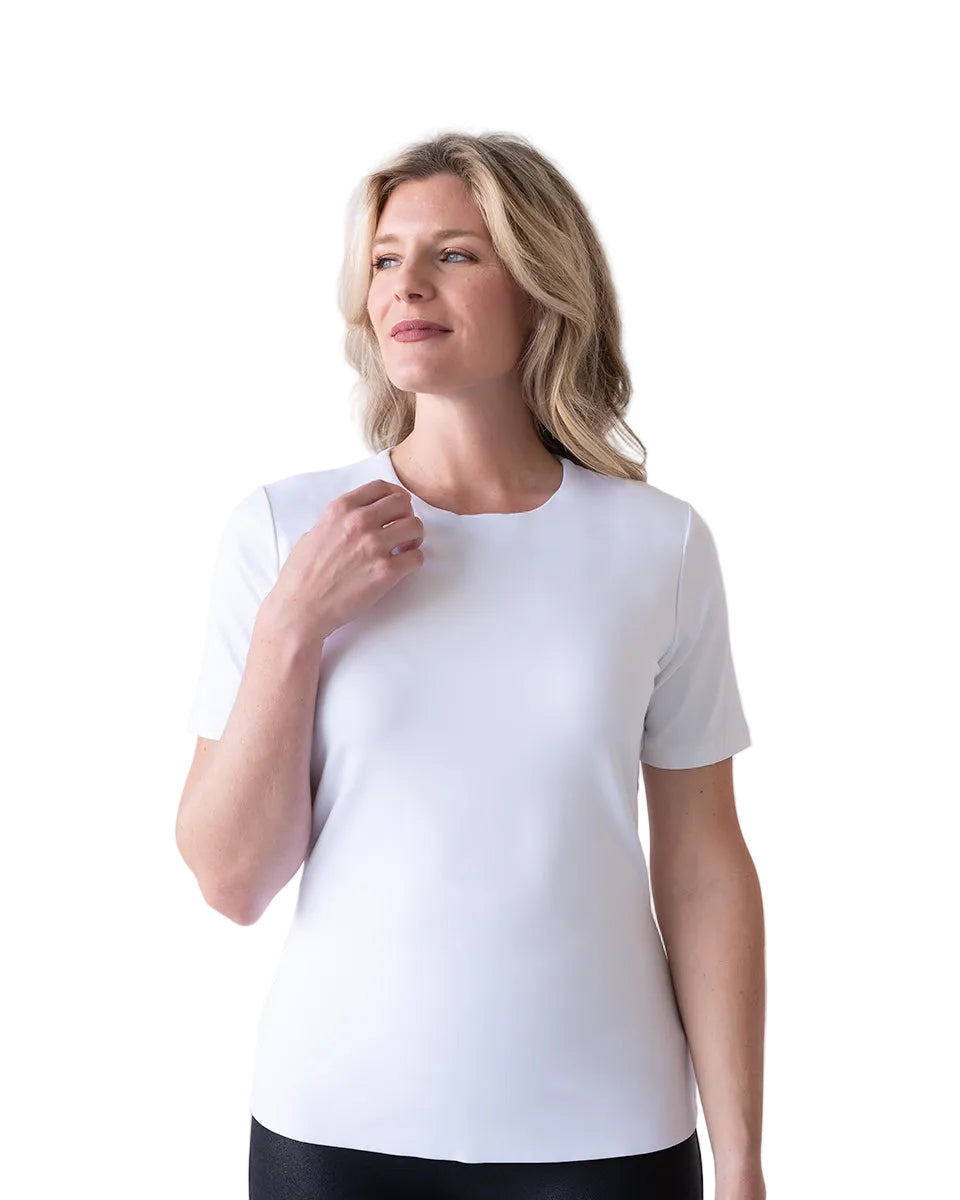 Cathy Short Sleeve Jewel Neck Top