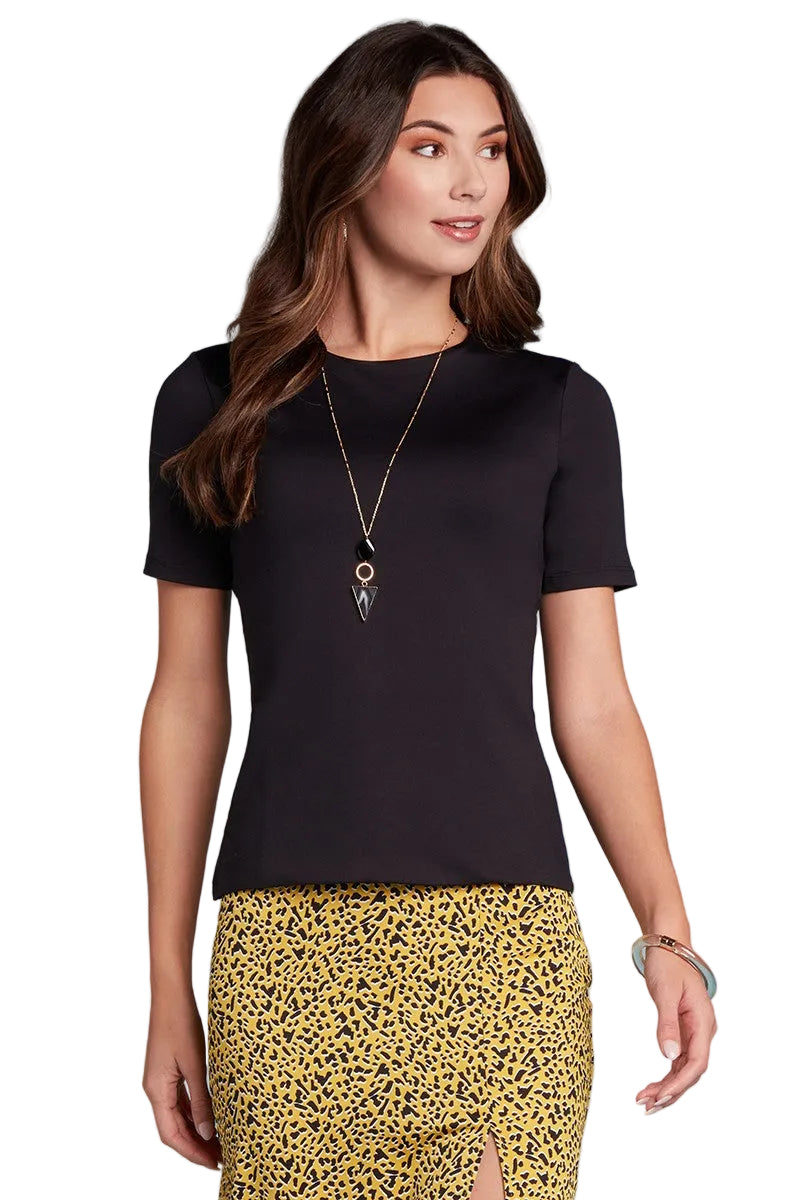 Cathy Short Sleeve Jewel Neck Top