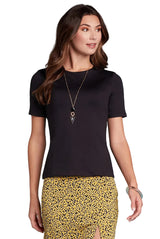 Cathy Short Sleeve Jewel Neck Top