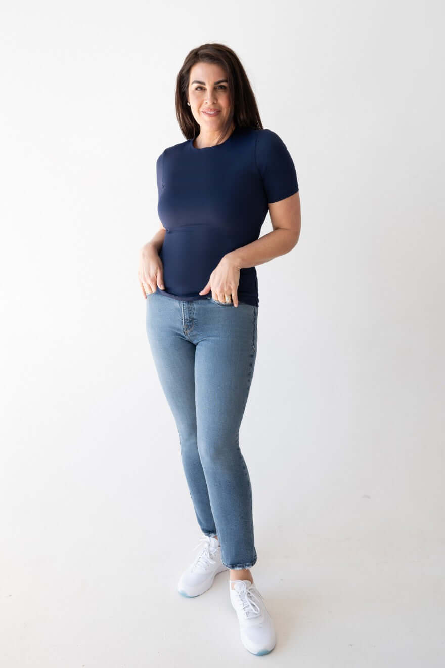 Cathy Jewel Neck Short Sleeve Top