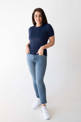Cathy Jewel Neck Short Sleeve Top
