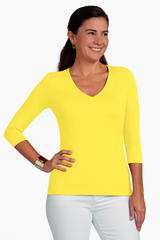 Deborah V-Neck 3/4 Sleeve Top - Seasonal Colors