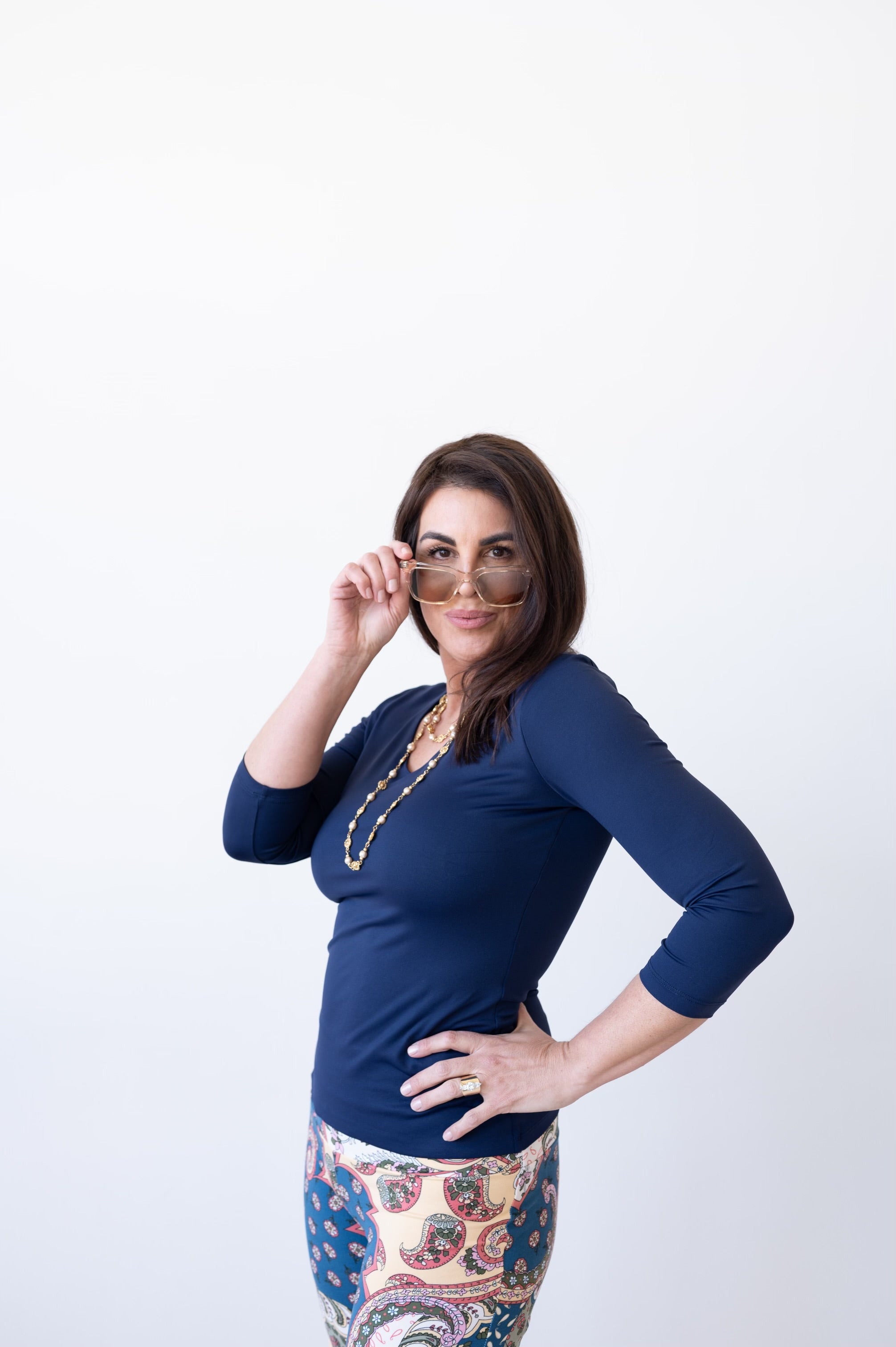Deborah-3/4 Sleeve V-Neck