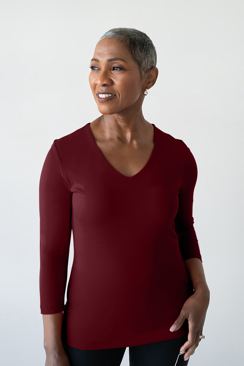 Deborah 3/4 V-Neck Top