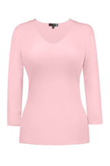Deborah 3/4 Sleeve V-Neck Top in Pretty In Pink