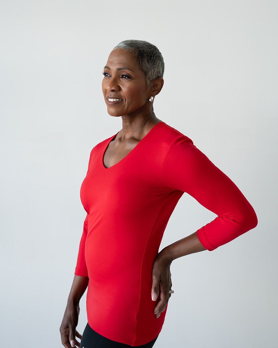 Deborah-3/4 Sleeve V-Neck