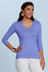 Deborah 3/4 Sleeve V-Neck Top in Very Peri