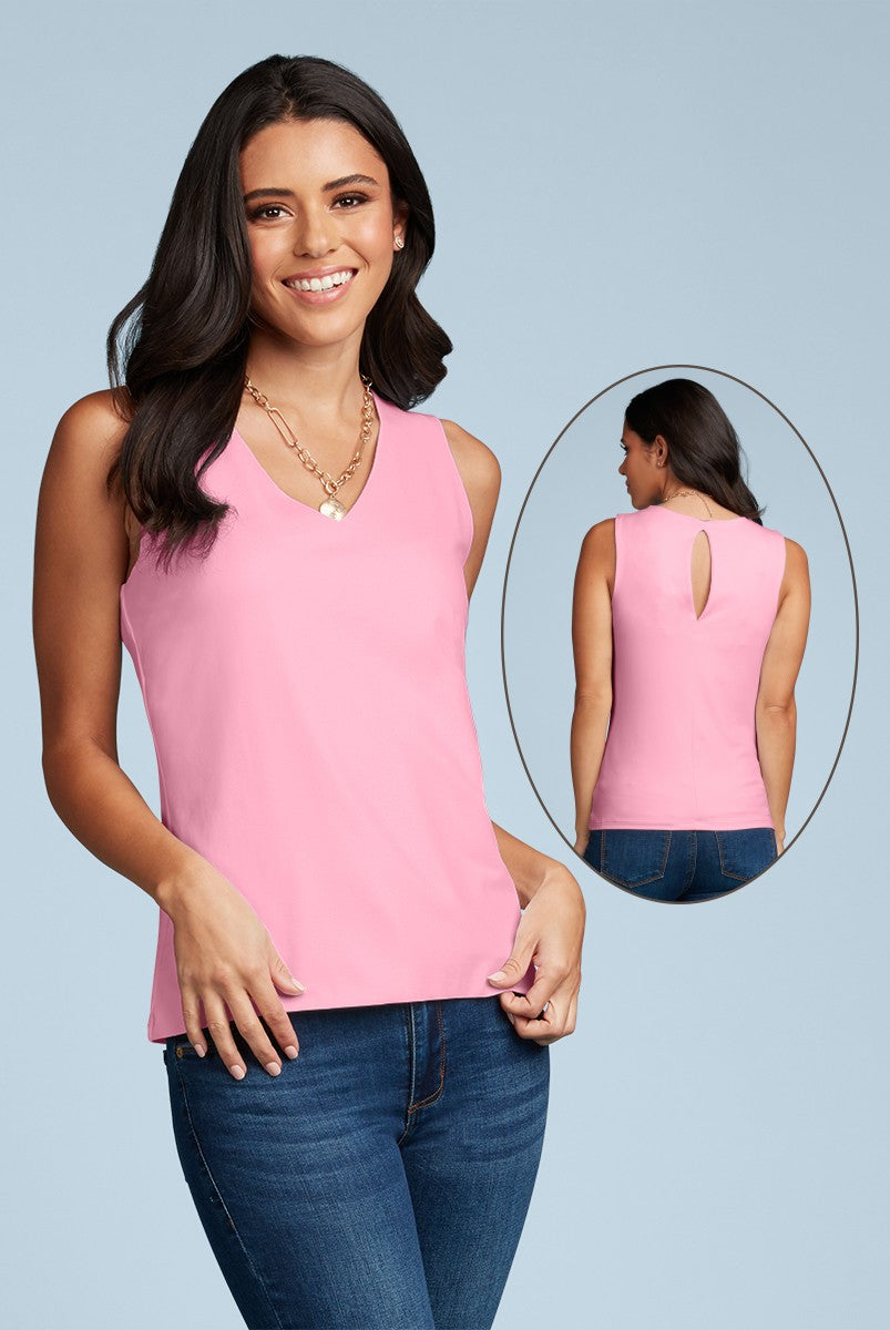 Kelly V-Neck Sleeveless Keyhole Top