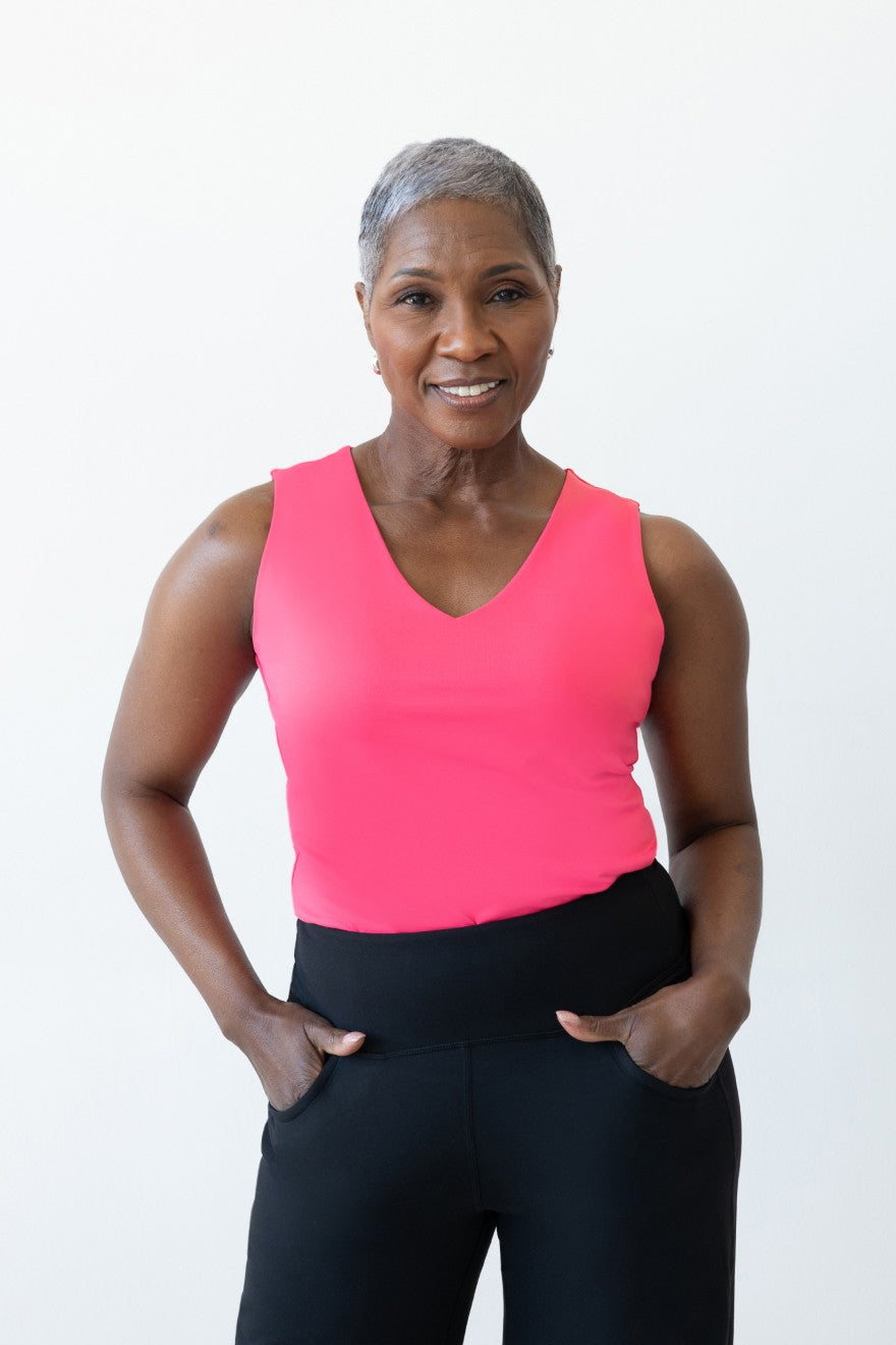 Kelly V-Neck Keyhole Sleeveless Top