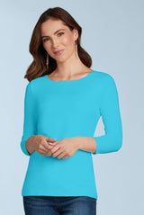Sabrina Boatneck 3/4 Sleeve Top in Celeste