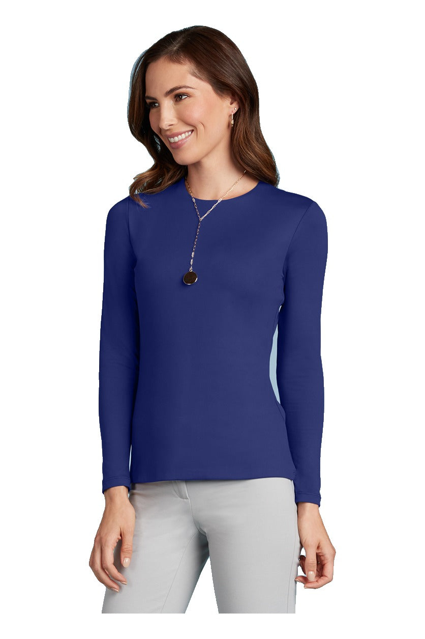 Juliet Jewel Neck Long Sleeve Top in Mazarine
