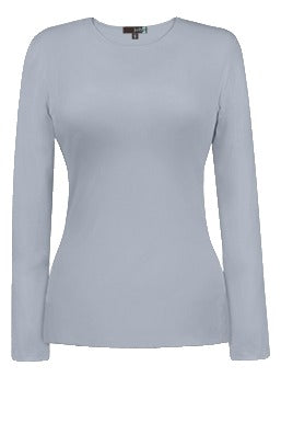 Juliet Jewel Neck Long Sleeve Top in Platinum