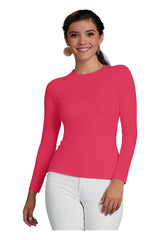 Juliet Jewel Neck Long Sleeve Top in Razzmatazz