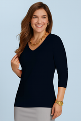 Karen 3/4 Sleeve V-Neck Top (Relaxed Fit) Basics