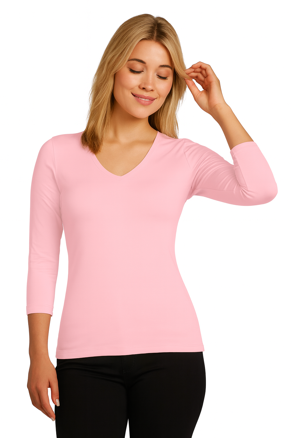 Karen Relaxed Fit 3/4 SLV V-Neck-Core Fashion Colors