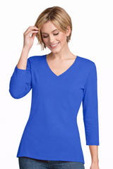 Karen Relaxed Fit 3/4 Sleeve V-Neck Top-Core Fashion Colors