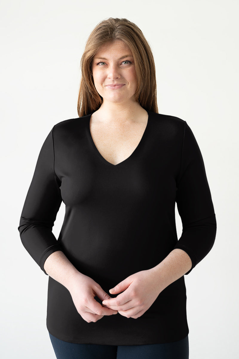 Karen Relaxed Fit 3/4 Slv V-Neck