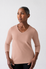 Karen Relaxed Fit 3/4 Sleeve V-Neck Top