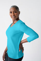 Karen V-Neck 3/4 Sleeve Top (Relaxed Fit)