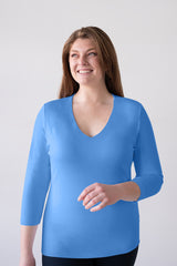 Karen V-Neck 3/4 Sleeve Top (Relaxed Fit)