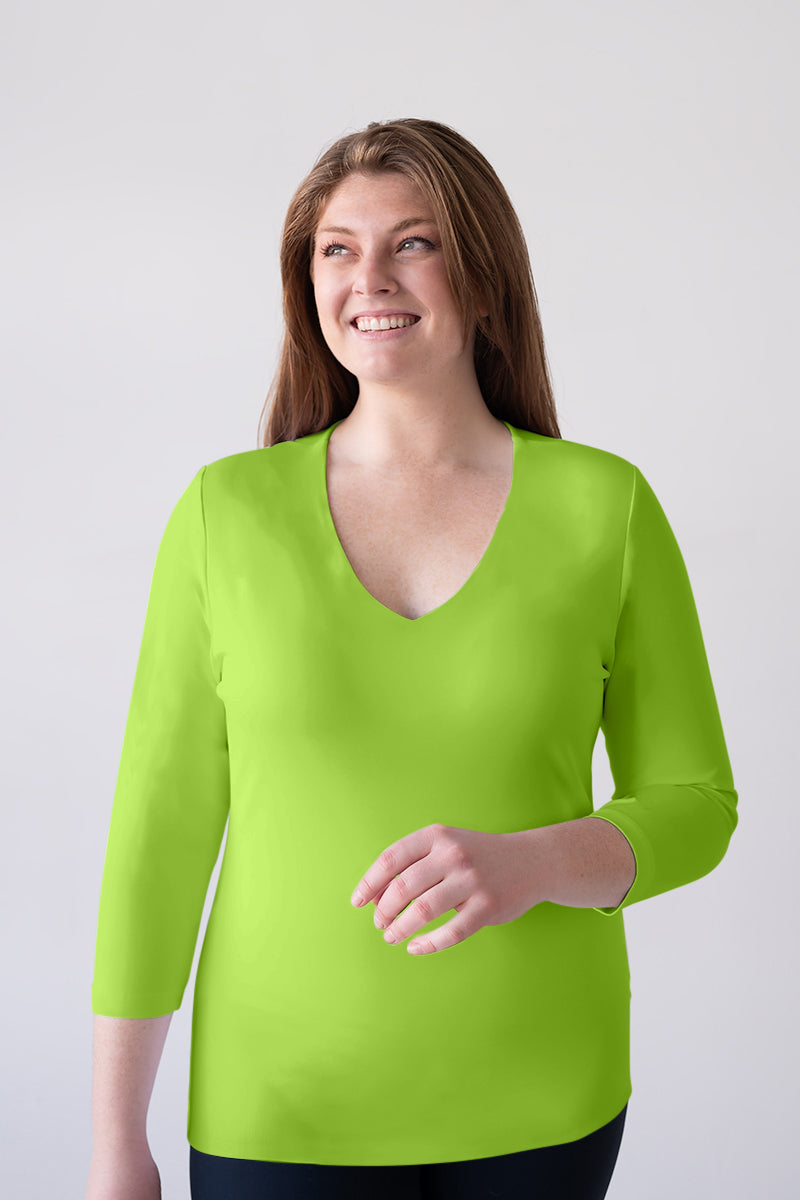Karen V-Neck 3/4 Sleeve Top (Relaxed Fit)