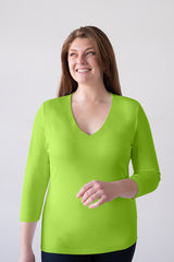 Karen V-Neck 3/4 Sleeve Top (Relaxed Fit)