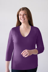 Karen V-Neck 3/4 Sleeve Top (Relaxed Fit)