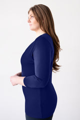 Karen V-Neck 3/4 Sleeve Top (Relaxed Fit)