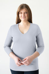 Karen V-Neck 3/4 Sleeve Top (Relaxed Fit) - Seasonal Colors