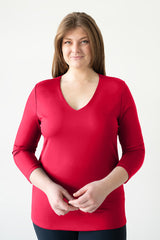 Karen Relaxed Fit 3/4 Slv V-Neck