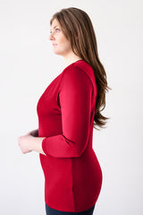 Karen V-Neck 3/4 Sleeve Top (Relaxed Fit)