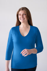 Karen V-Neck 3/4 Sleeve Top (Relaxed Fit)