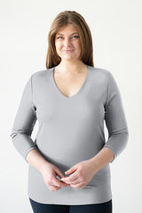 Karen V-Neck 3/4 Sleeve Top (Relaxed Fit) - Seasonal Colors