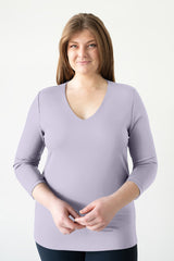 Karen Relaxed Fit 3/4 Sleeve V-Neck Top Last Chance