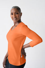 Karen V-Neck 3/4 Sleeve Top (Relaxed Fit)