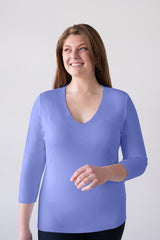 Karen V-Neck 3/4 Sleeve Top (Relaxed Fit)