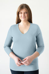 Karen Relaxed Fit 3/4 Sleeve V-Neck Top Last Chance