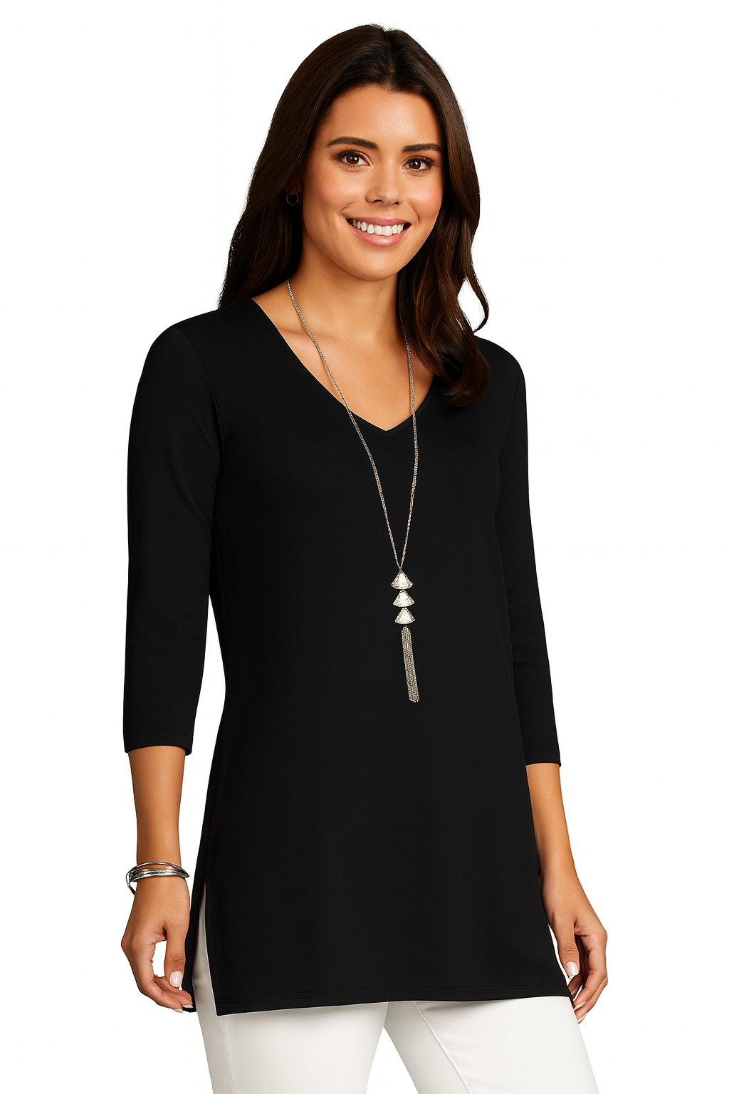 Sandra V-Neck 3/4 Sleeve Tunic Core Fashion Colors