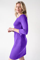 Terry Square Neck 3/4 Sleeve Dress