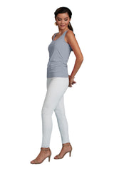 Peg Scoop Neck Ruched Hem Tank Top in Platinum