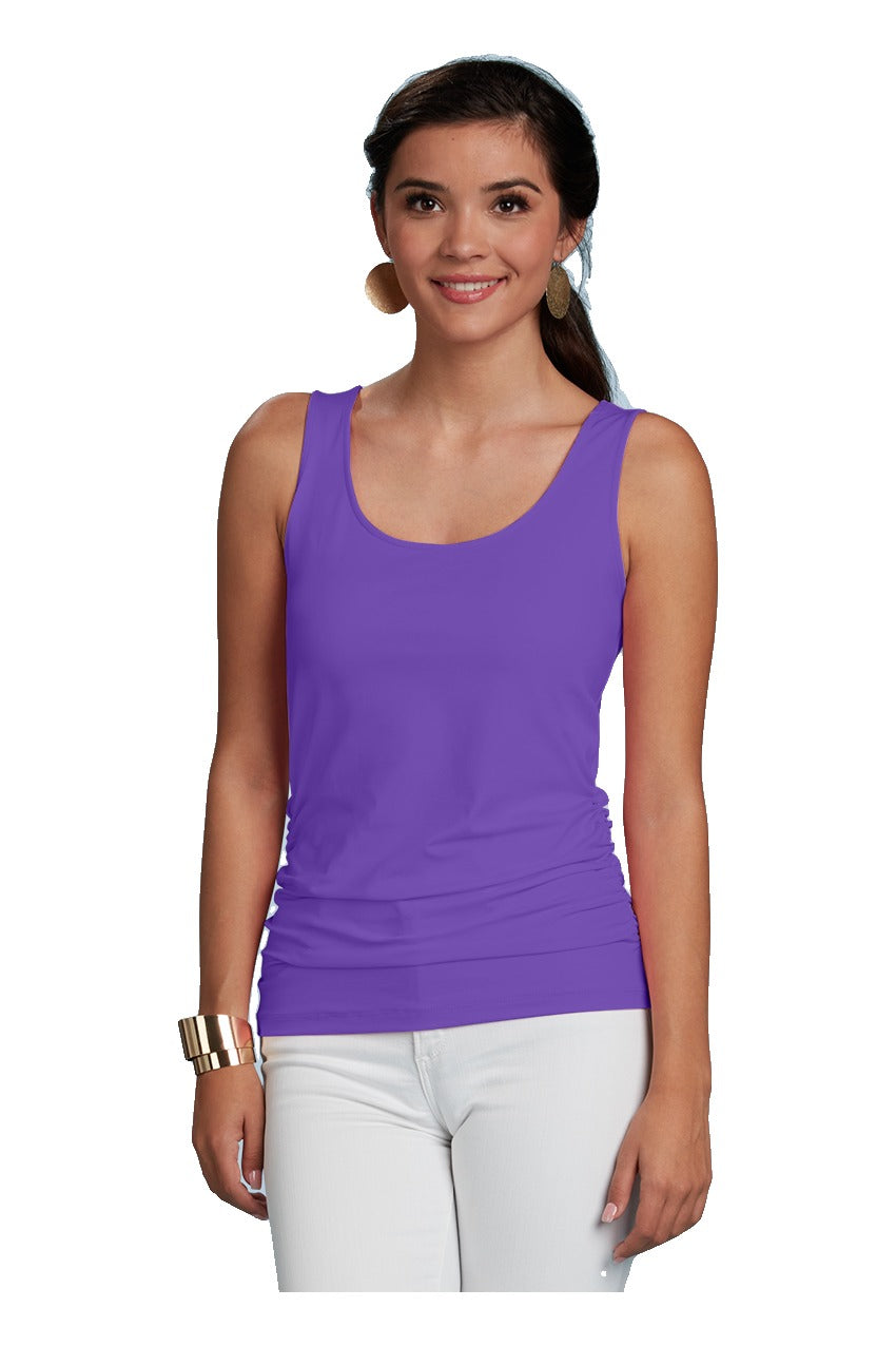 Peg Scoop Neck Ruched Hem Tank Top in Royalty