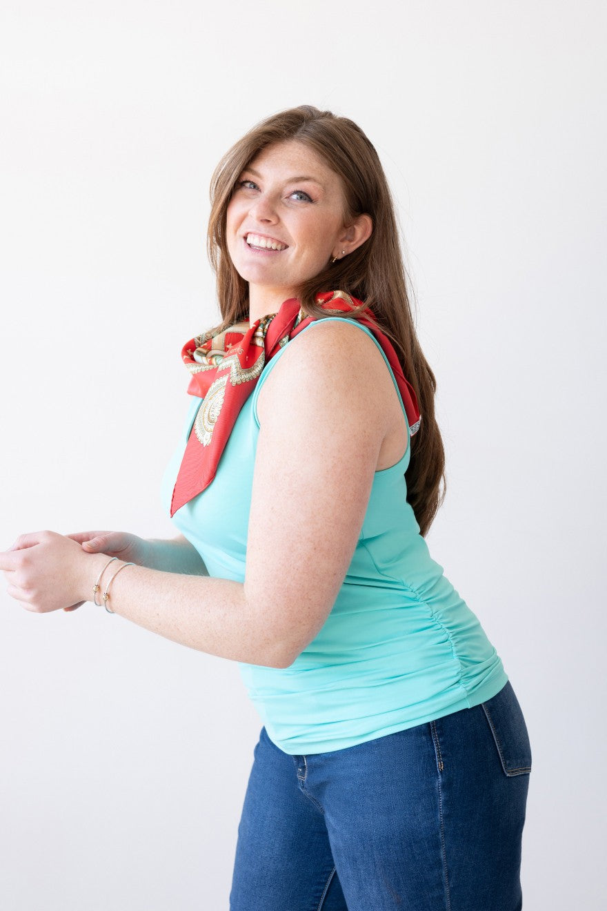 Peg Scoopneck Ruched Tank Top
