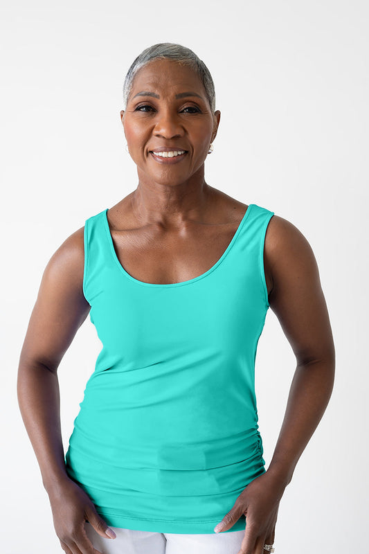 Peg Scoop Neck Ruched Hem Tank Top-Basics